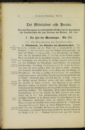 Des Mittelalters erste Periode. Von dem Untergange des weströmischen Reiches und der Begründung des Frankenreiches bis zum Vertrage von Verdun 476 - 843.