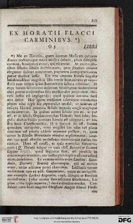 Ex Horatii Flacci Carminibvs