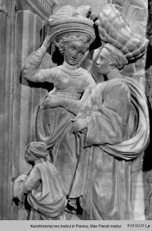 Fassade der Johanneskapelle : Szenen aus dem Leben Johannes des Täufers : Geburt des Täufers