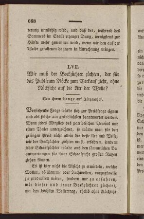 LVII. Wie muß der Bockzüchter züchten, der für das Publicum Böcke zum Verkauf zieht, ohne Rücksicht auf die Art der Wolle