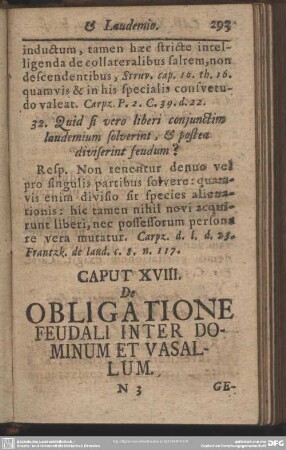 Caput XVIII. De Obligatione Feudali Inter Dominum Et Vasallum