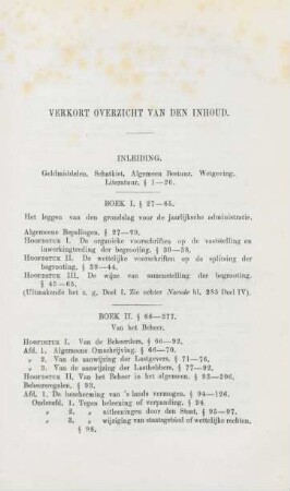 Verkort overzicht van den inhoud