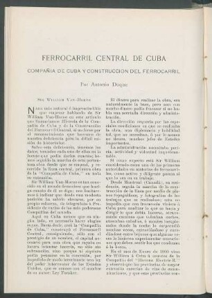 Ferrocarril Central de Cuba. : Compañía de Cuba y Construcción del Ferrocarril.