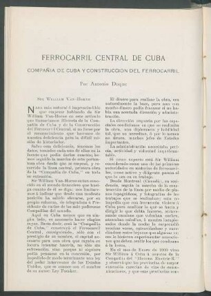 Ferrocarril Central de Cuba. : Compañía de Cuba y Construcción del Ferrocarril.