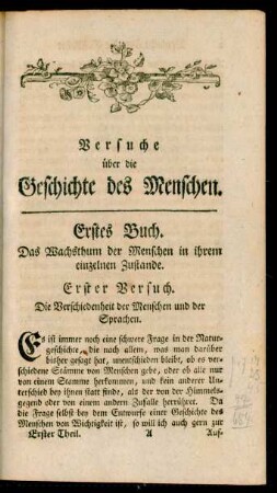 Erster Versuch. Die Verschiedenheit der Menschen und der Sprachen