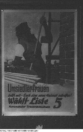 Landtagswahlen 1946 (1. (und letzte) freien Wahlen in der sowjetischen Besatzungszone), Wahlwerbung, gerichtet an Frauen, Sommer 1946