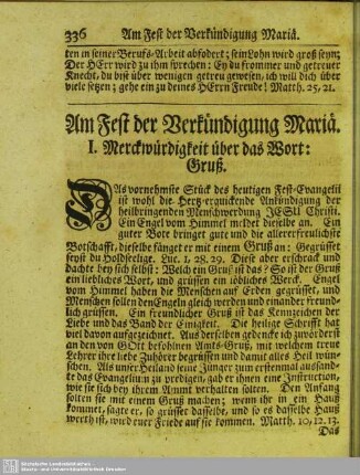 Am Fest der Verkündung Mariä
