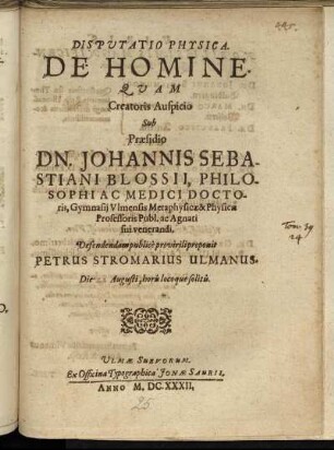Disputatio Physica. De Homine.