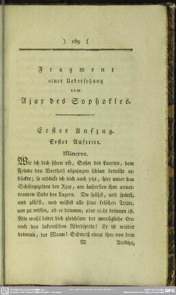 Fragment einer Uebersetzung vom Ajar des Sophokles