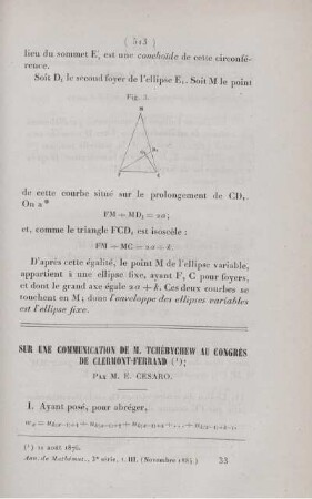 Sur une communication de M. Tchébychew au congrès de Clermont-Ferrand.