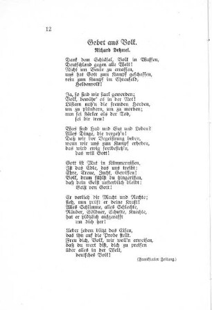 Gebet ans Volk. Richard Dehmel.