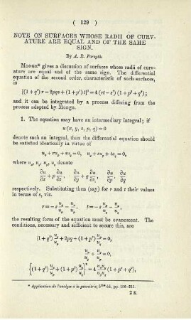 Note on surface whose radii of curvature are equal and of the same sign.