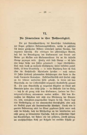 VI. Die Steuerreform in ihrer Nothwendigkeit