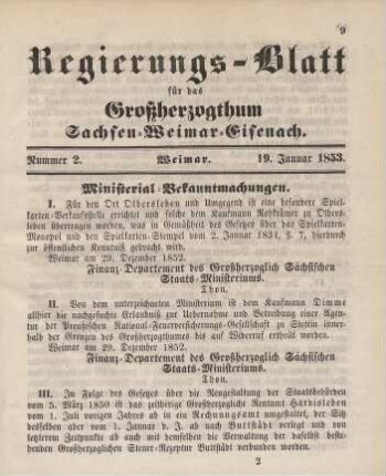 Nr. 2 : 19. Januar 1853