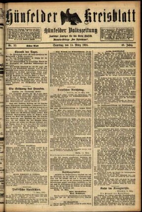 Erste Ausgabe vom Samstag, den 15. März 1924.