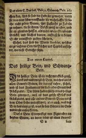 Das vierte Capitel. Das heilige Bein, und Schwanz-Bein.
