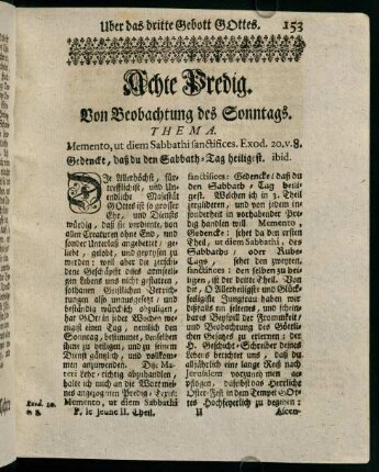 153-175, Achte Predig. Von Beobachtung des Sonntags