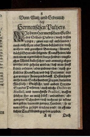 Vom Nutz und Gebrauch deß Hermetischen Pulvers