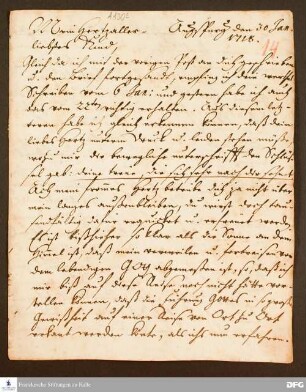 Brief von August Hermann Francke an Anna Magdalena Francke.