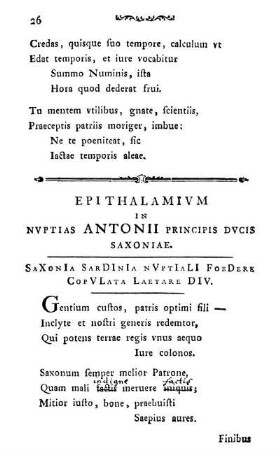 EPITHALAMIVM IN NVPTIAS ANTONII PRINCIPIS DVCIS SAXONIAE.