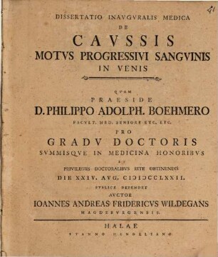 Diss. inaug. med. de caussis motus progressivi sanguinis in venis
