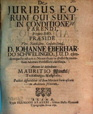 De iuribus eorum, qui sunt in conditione parendi