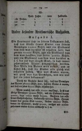 Andre besondre Arithmetische Aufgaben.