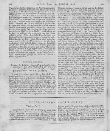 Richthofen, J.: Romantisch-historische Erzählungen aus dem Klosterleben der Vorzeit. Danzig: Anhuth 1826