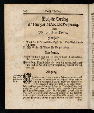 260-262, Innhalt; Vorspruch; Eingang; Vortrag und Abtheilung