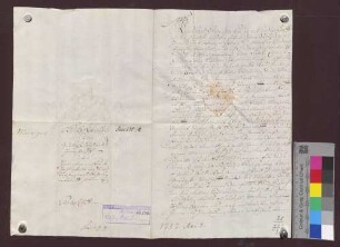 Hans Leyssiger und Genossen von Marzell verkaufen der badischen Landesherrschaft 1/2 Jauchert 22 Ruthen Wald um 30 Gulden.