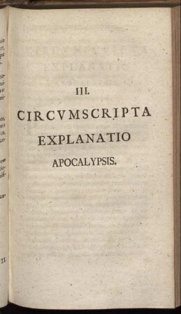 III. Circumscripta Explanatio Apocalypsis.