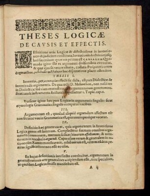 Theses Logicae De Causis Et Effectis.