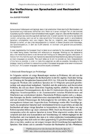Zur Verflechtung von Spracharbeit und Rechtsarbeit in der EU