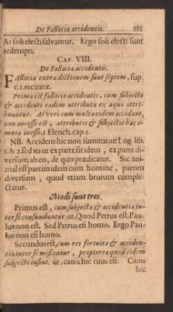 Cap. VIII. De Fallacia accidentis.