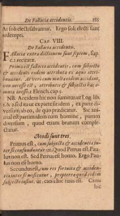 Cap. VIII. De Fallacia accidentis.