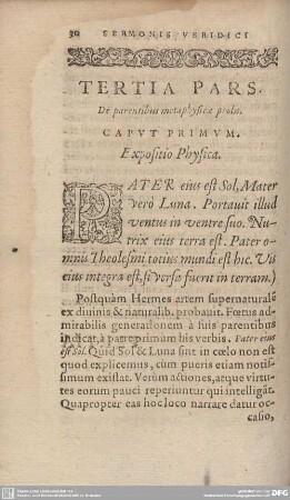Tertia Pars. De probatione metaphysicae prolis.