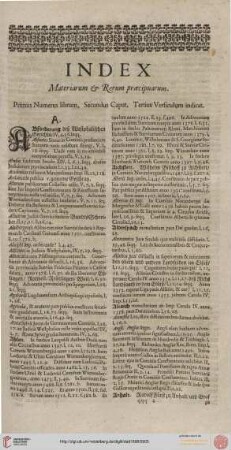 Index materiarum & rerum praecipuarum