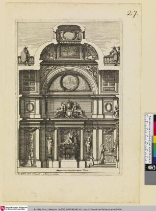 [Grab in einer Kapelle im Querschnitt; Tombeau dans une chapelle vue en coupe]