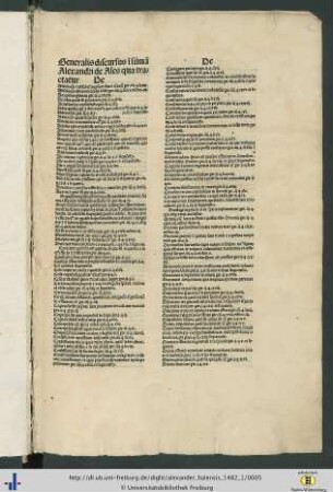 Generalis discursus in summam Alexandri de Ales.