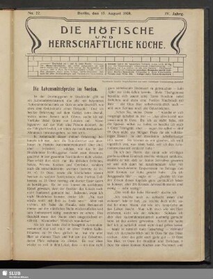 Nr. 22, 15. August 1908