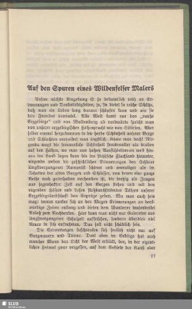 Auf den Spuren eines Wildenfelser Malers