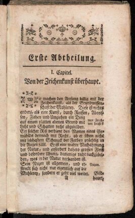 I. Capitel. Von der Zeichenkunst überhaupt.
