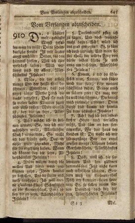 Vom Verlangen abzuscheiden.
