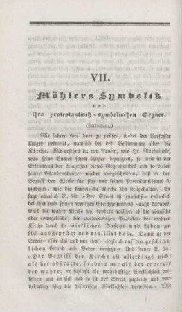 130-165 Möhlers Symbolik und ihre protestantisch-symbolischen Gegner : Fortsetzung