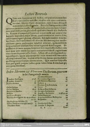 Index Heroum & Virorum Doctorum, quorum in hoc Panegyrico sit mentio