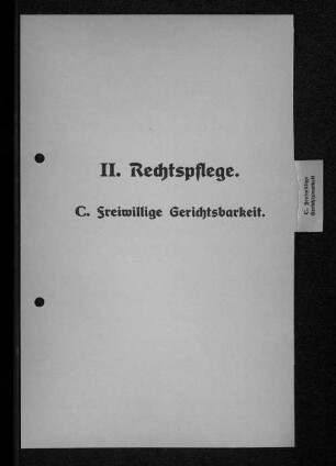 II. Rechtspflege. C. Freiwillige Gerichtsbarkeit.