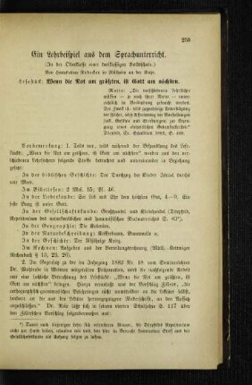 ¬Ein¬ Lehrbeispiel aus dem Sprachunterricht : (in der Oberklasse einer dreiklassigen Volksschule)