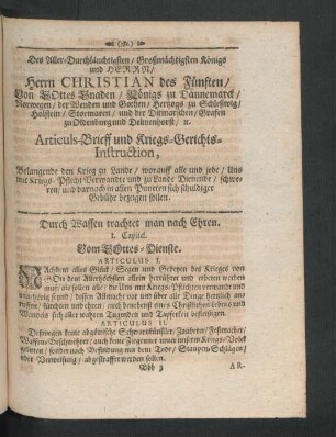 ... Christian des Fünften/ Von Gottes Gnaden/ Königs zu Dännemarck/ Norwegen/ der Wenden und Gothen/ ...