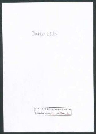 Kutzer, [Theodor] Oberbürgermeister der Stadt Mannheim, an Wichert