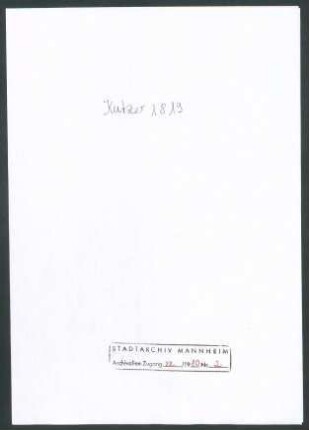 Kutzer, [Theodor] Oberbürgermeister der Stadt Mannheim, an Wichert